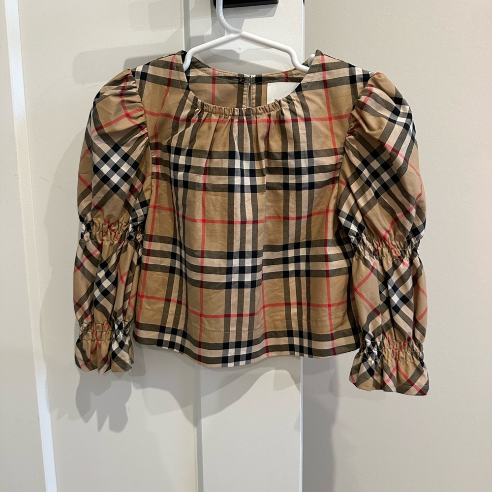 Burberry Checkered Puff Sleeve Blouse